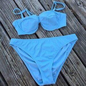 Shade & Shore Light Blue Pushup Bikini - Size Large